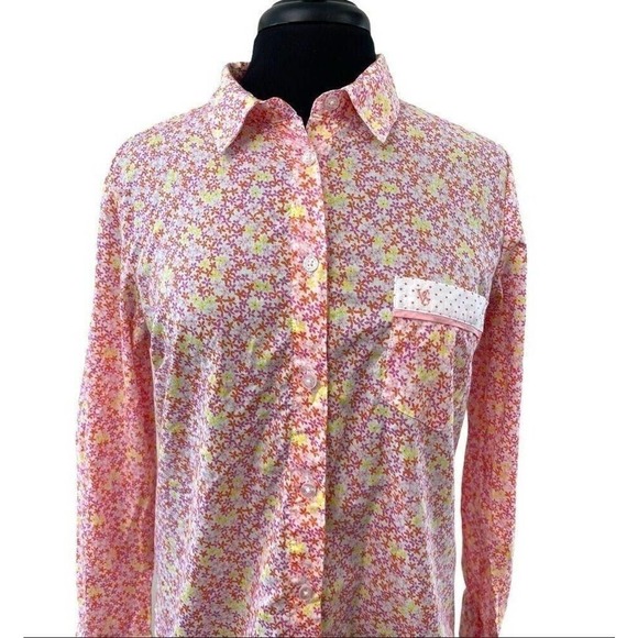 Victorias Secret Night Shirt Womens Medium Pink Floral Cottagecore Sleep Shirt - Picture 2 of 13